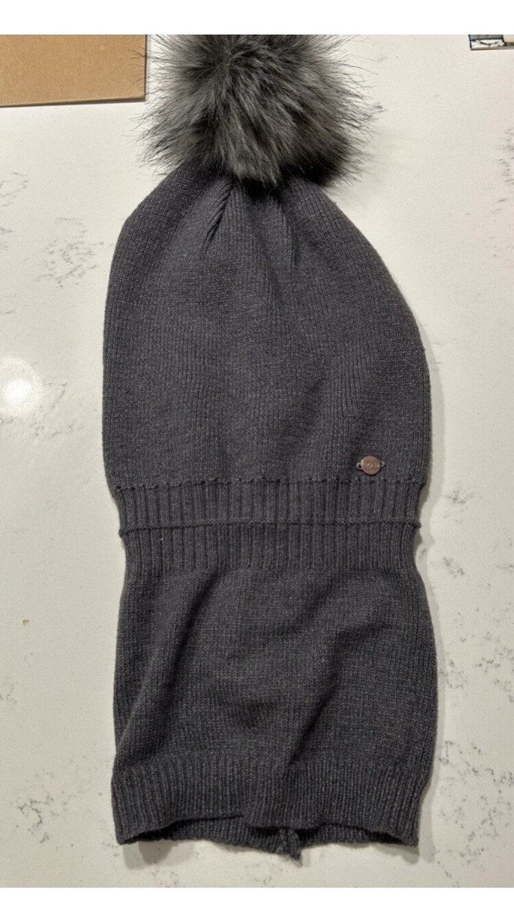 CALIA Faux Fur Pom Slouch Beanie NWT